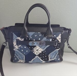 Coach Patchwork Leather Handbag with Crossbody Strap